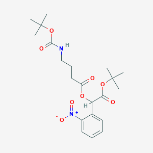molecular formula C21H30N2O8 B115345 [2-[(2-Methylpropan-2-yl)oxy]-1-(2-nitrophenyl)-2-oxoethyl] 4-[(2-methylpropan-2-yl)oxycarbonylamino]butanoate CAS No. 158690-75-6