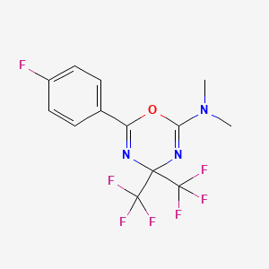 molecular formula C13H10F7N3O B11534502 6-(4-fluorophenyl)-N,N-dimethyl-4,4-bis(trifluoromethyl)-4H-1,3,5-oxadiazin-2-amine 