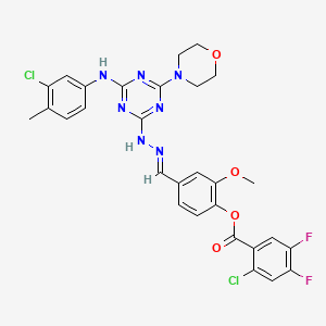 4-[(E)-(2-{4-[(3-chloro-4-methylphenyl)amino]-6-(morpholin-4-yl)-1,3,5-triazin-2-yl}hydrazinylidene)methyl]-2-methoxyphenyl 2-chloro-4,5-difluorobenzoate