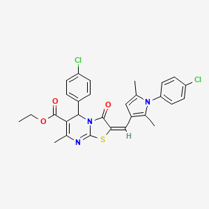 ethyl (2E)-5-(4-chlorophenyl)-2-{[1-(4-chlorophenyl)-2,5-dimethyl-1H-pyrrol-3-yl]methylidene}-7-methyl-3-oxo-2,3-dihydro-5H-[1,3]thiazolo[3,2-a]pyrimidine-6-carboxylate