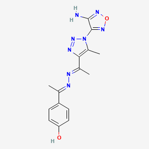 4-{(1E)-1-[(2E)-{1-[1-(4-amino-1,2,5-oxadiazol-3-yl)-5-methyl-1H-1,2,3-triazol-4-yl]ethylidene}hydrazinylidene]ethyl}phenol