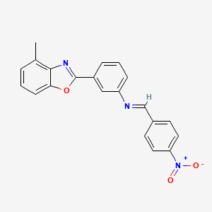 3-(4-methyl-1,3-benzoxazol-2-yl)-N-[(E)-(4-nitrophenyl)methylidene]aniline