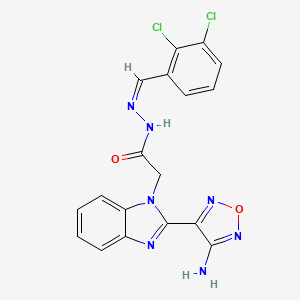 molecular formula C18H13Cl2N7O2 B11534567 2-[2-(4-amino-1,2,5-oxadiazol-3-yl)-1H-benzimidazol-1-yl]-N'-[(Z)-(2,3-dichlorophenyl)methylidene]acetohydrazide 