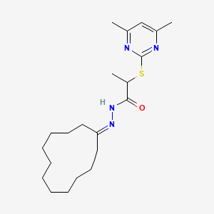 molecular formula C21H34N4OS B11534610 N'-cyclododecylidene-2-[(4,6-dimethylpyrimidin-2-yl)sulfanyl]propanehydrazide 