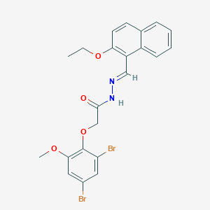 molecular formula C22H20Br2N2O4 B11534614 2-(2,4-dibromo-6-methoxyphenoxy)-N'-[(E)-(2-ethoxynaphthalen-1-yl)methylidene]acetohydrazide 