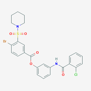 3-{[(2-Chlorophenyl)carbonyl]amino}phenyl 4-bromo-3-(piperidin-1-ylsulfonyl)benzoate