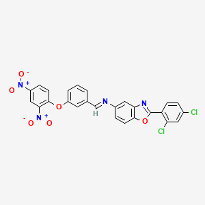 molecular formula C26H14Cl2N4O6 B11534624 2-(2,4-dichlorophenyl)-N-{(E)-[3-(2,4-dinitrophenoxy)phenyl]methylidene}-1,3-benzoxazol-5-amine 