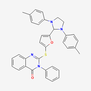 molecular formula C35H30N4O2S B11534629 2-({5-[1,3-bis(4-methylphenyl)imidazolidin-2-yl]furan-2-yl}sulfanyl)-3-phenylquinazolin-4(3H)-one 