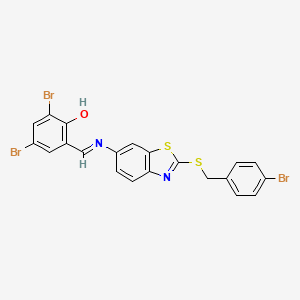 2,4-dibromo-6-[(E)-({2-[(4-bromobenzyl)sulfanyl]-1,3-benzothiazol-6-yl}imino)methyl]phenol