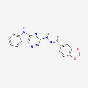 molecular formula C17H12N6O2 B11534691 3-[(2E)-2-(1,3-benzodioxol-5-ylmethylidene)hydrazinyl]-5H-[1,2,4]triazino[5,6-b]indole 