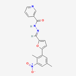 molecular formula C19H16N4O4 B11534708 N'-[(E)-[5-(2,5-Dimethyl-3-nitrophenyl)furan-2-YL]methylidene]pyridine-3-carbohydrazide 