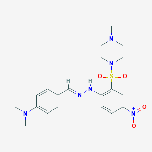 N,N-dimethyl-4-[(E)-(2-{2-[(4-methylpiperazin-1-yl)sulfonyl]-4-nitrophenyl}hydrazinylidene)methyl]aniline