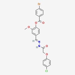 molecular formula C23H18BrClN2O5 B11534727 4-[(E)-{2-[(4-chlorophenoxy)acetyl]hydrazinylidene}methyl]-2-methoxyphenyl 4-bromobenzoate 