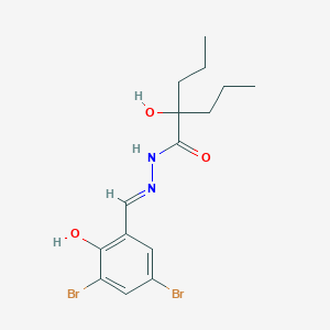 molecular formula C15H20Br2N2O3 B11534747 N'-[(E)-(3,5-dibromo-2-hydroxyphenyl)methylidene]-2-hydroxy-2-propylpentanehydrazide 