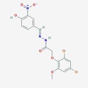 molecular formula C16H13Br2N3O6 B11534750 2-(2,4-dibromo-6-methoxyphenoxy)-N'-[(E)-(4-hydroxy-3-nitrophenyl)methylidene]acetohydrazide 