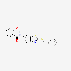 molecular formula C26H26N2O2S2 B11534766 N-{2-[(4-tert-butylbenzyl)sulfanyl]-1,3-benzothiazol-6-yl}-2-methoxybenzamide 