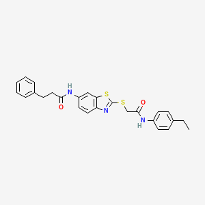 N-[2-({2-[(4-ethylphenyl)amino]-2-oxoethyl}sulfanyl)-1,3-benzothiazol-6-yl]-3-phenylpropanamide