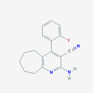 2-Amino-4-(2-fluorophenyl)-6,7,8,9-tetrahydro-5H-cyclohepta[b]pyridine-3-carbonitrile