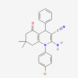 molecular formula C24H22BrN3O B11534795 2-Amino-1-(4-bromophenyl)-7,7-dimethyl-5-oxo-4-phenyl-1,4,5,6,7,8-hexahydroquinoline-3-carbonitrile CAS No. 311334-32-4