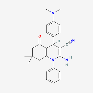 2-Amino-4-(4-(dimethylamino)phenyl)-7,7-dimethyl-5-oxo-1-phenyl-1,4,5,6,7,8-hexahydroquinoline-3-carbonitrile