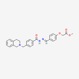 molecular formula C27H27N3O4 B11534821 methyl {4-[(E)-(2-{[4-(3,4-dihydroisoquinolin-2(1H)-ylmethyl)phenyl]carbonyl}hydrazinylidene)methyl]phenoxy}acetate 