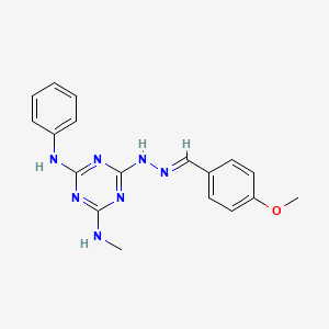 6-[(2E)-2-(4-methoxybenzylidene)hydrazinyl]-N-methyl-N'-phenyl-1,3,5-triazine-2,4-diamine