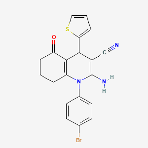 molecular formula C20H16BrN3OS B11534859 2-Amino-1-(4-bromophenyl)-5-oxo-4-(thiophen-2-yl)-1,4,5,6,7,8-hexahydroquinoline-3-carbonitrile 