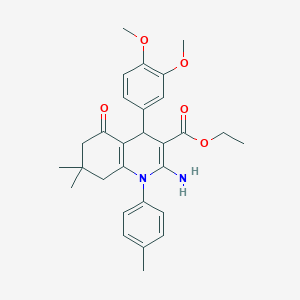 Ethyl 2-amino-4-(3,4-dimethoxyphenyl)-7,7-dimethyl-1-(4-methylphenyl)-5-oxo-1,4,5,6,7,8-hexahydroquinoline-3-carboxylate