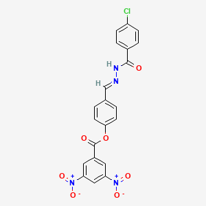 molecular formula C21H13ClN4O7 B11534937 4-[(E)-{2-[(4-chlorophenyl)carbonyl]hydrazinylidene}methyl]phenyl 3,5-dinitrobenzoate 