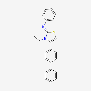 molecular formula C23H20N2S B11534942 N-[(2E)-4-(biphenyl-4-yl)-3-ethyl-1,3-thiazol-2(3H)-ylidene]aniline 