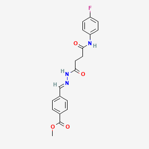 molecular formula C19H18FN3O4 B11534943 methyl 4-[(E)-(2-{4-[(4-fluorophenyl)amino]-4-oxobutanoyl}hydrazinylidene)methyl]benzoate 