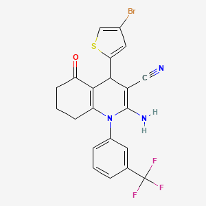 2-Amino-4-(4-bromothiophen-2-yl)-5-oxo-1-(3-(trifluoromethyl)phenyl)-1,4,5,6,7,8-hexahydroquinoline-3-carbonitrile