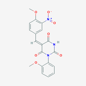 (5E)-5-[(4-methoxy-3-nitrophenyl)methylidene]-1-(2-methoxyphenyl)-1,3-diazinane-2,4,6-trione