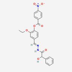 2-ethoxy-4-[(E)-{2-[hydroxy(phenyl)acetyl]hydrazinylidene}methyl]phenyl 4-nitrobenzoate