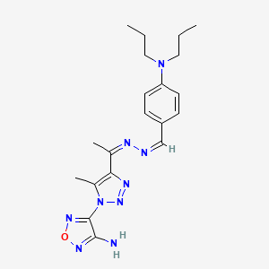 molecular formula C20H27N9O B11534960 4-{4-[(1Z)-1-{(2Z)-[4-(dipropylamino)benzylidene]hydrazinylidene}ethyl]-5-methyl-1H-1,2,3-triazol-1-yl}-1,2,5-oxadiazol-3-amine 