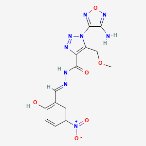 molecular formula C14H13N9O6 B11534974 1-(4-amino-1,2,5-oxadiazol-3-yl)-N'-[(E)-(2-hydroxy-5-nitrophenyl)methylidene]-5-(methoxymethyl)-1H-1,2,3-triazole-4-carbohydrazide 