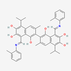 3,3'-dimethyl-8,8'-bis{(E)-[(2-methylphenyl)imino]methyl}-5,5'-di(propan-2-yl)-2,2'-binaphthalene-1,1',6,6',7,7'-hexol