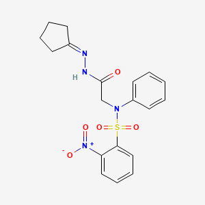 molecular formula C19H20N4O5S B11534995 N-[(N'-Cyclopentylidenehydrazinecarbonyl)methyl]-2-nitro-N-phenylbenzene-1-sulfonamide 