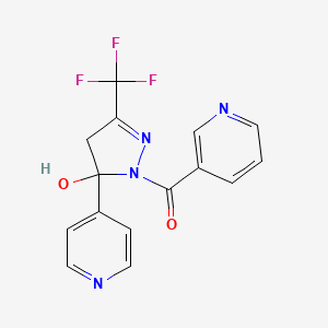 [5-hydroxy-5-(pyridin-4-yl)-3-(trifluoromethyl)-4,5-dihydro-1H-pyrazol-1-yl](pyridin-3-yl)methanone