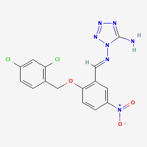 molecular formula C15H11Cl2N7O3 B11535008 N~1~-[(E)-{2-[(2,4-dichlorobenzyl)oxy]-5-nitrophenyl}methylidene]-1H-tetrazole-1,5-diamine 