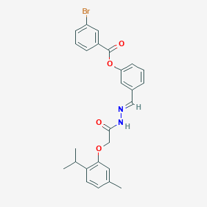 3-[(E)-(2-{[5-methyl-2-(propan-2-yl)phenoxy]acetyl}hydrazinylidene)methyl]phenyl 3-bromobenzoate