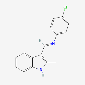 molecular formula C16H13ClN2 B11535062 4-chloro-N-[(E)-(2-methyl-1H-indol-3-yl)methylidene]aniline 