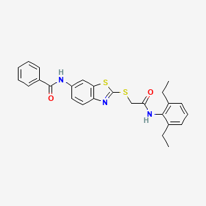 molecular formula C26H25N3O2S2 B11535068 N-[2-({2-[(2,6-diethylphenyl)amino]-2-oxoethyl}sulfanyl)-1,3-benzothiazol-6-yl]benzamide 