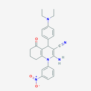 molecular formula C26H27N5O3 B11535078 2-Amino-4-[4-(diethylamino)phenyl]-1-(3-nitrophenyl)-5-oxo-1,4,5,6,7,8-hexahydroquinoline-3-carbonitrile 