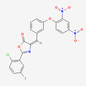 molecular formula C22H11ClIN3O7 B11535084 (4E)-2-(2-chloro-5-iodophenyl)-4-[3-(2,4-dinitrophenoxy)benzylidene]-1,3-oxazol-5(4H)-one 