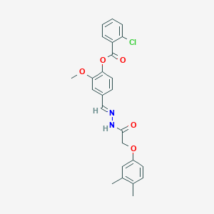 4-((E)-{[(3,4-dimethylphenoxy)acetyl]hydrazono}methyl)-2-methoxyphenyl 2-chlorobenzoate