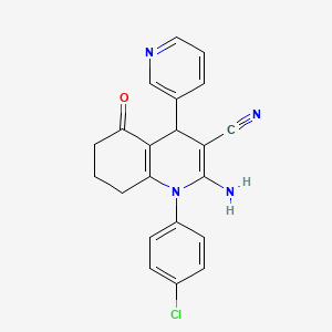 2-Amino-1-(4-chlorophenyl)-5-oxo-4-(pyridin-3-yl)-1,4,5,6,7,8-hexahydroquinoline-3-carbonitrile