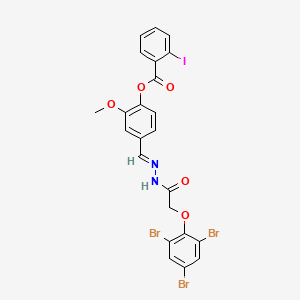 2-methoxy-4-[(E)-{2-[(2,4,6-tribromophenoxy)acetyl]hydrazinylidene}methyl]phenyl 2-iodobenzoate