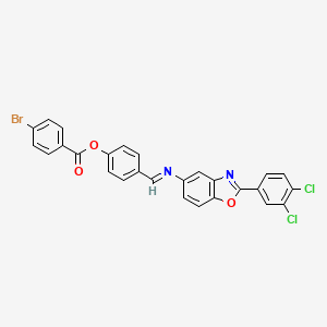 4-[(E)-{[2-(3,4-dichlorophenyl)-1,3-benzoxazol-5-yl]imino}methyl]phenyl 4-bromobenzoate