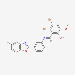 3,4-dibromo-6-methoxy-2-[(E)-{[3-(5-methyl-1,3-benzoxazol-2-yl)phenyl]imino}methyl]phenol